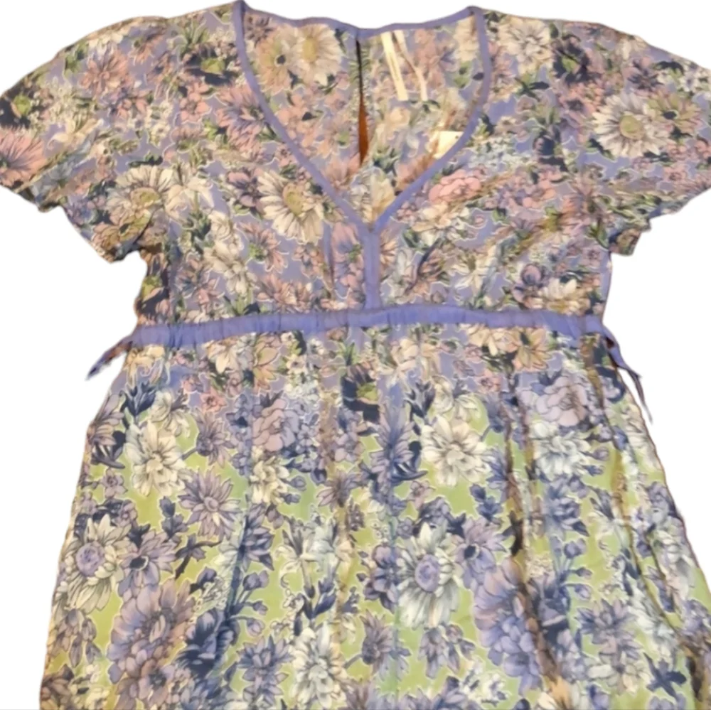 Anthropologie Romerio Sleep Jumpsuit Purple Floral Tassels Size Small‎